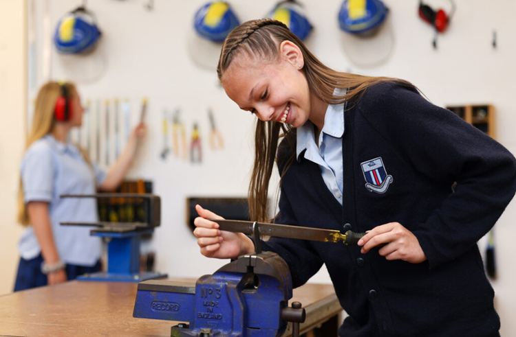 Student in timber room